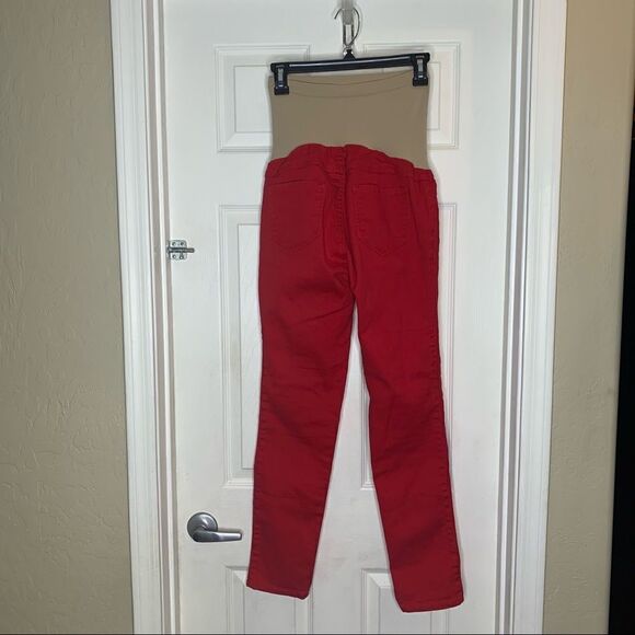 Motherhood Maternity Red Skinny Jeans Size Medium Full Belly Panel - Picture 5 of 8